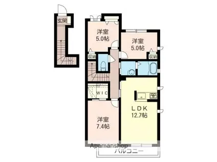 シャルマン大芝C(3LDK/2階)の間取り写真