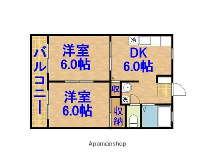 ベルウッド浜野(2DK/1階)の間取り写真