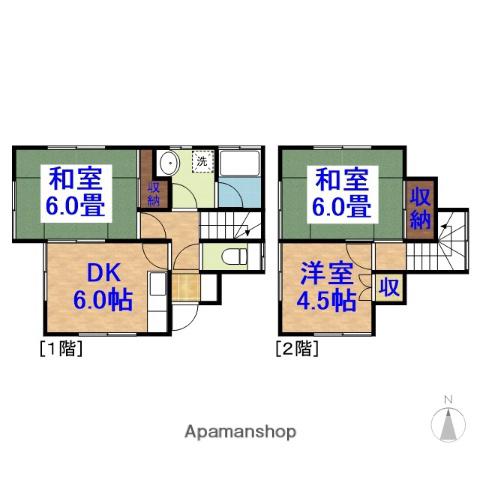 内房線 五井駅 バス乗車時間:24分 山倉バス停で下車 徒歩6分 2階建 築40年(3DK)の間取り写真
