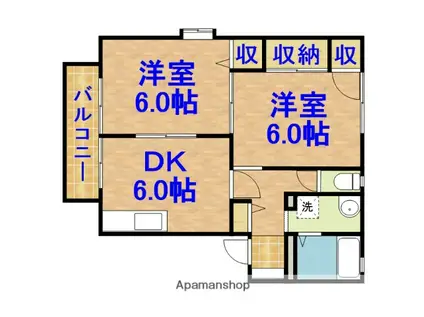 リヴェール壱番館(2DK/1階)の間取り写真