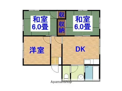 メゾンドウエストB(3DK/1階)の間取り写真