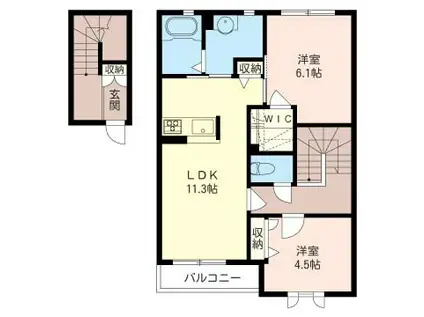 シューベルト(2LDK/2階)の間取り写真