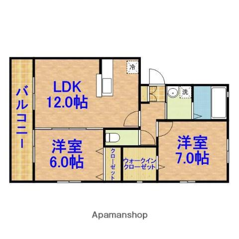 ロイヤルヒルズ(2LDK/3階)の間取り写真