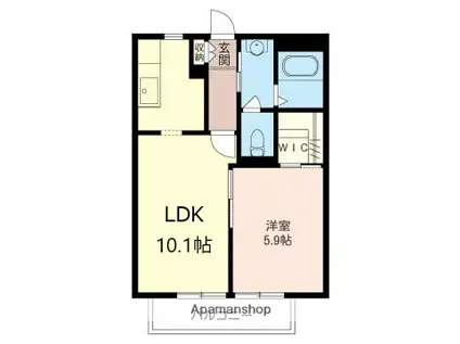 プロムナード参番館(1LDK/2階)の間取り写真