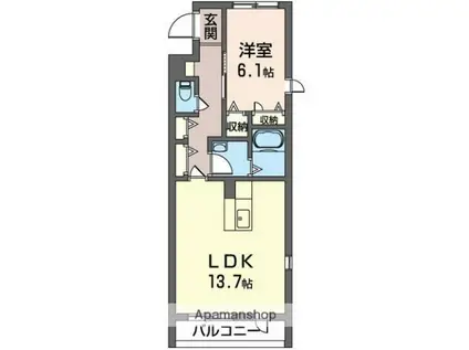 ファシナシオン(1LDK/1階)の間取り写真