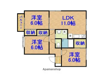タウン国分寺台G(3LDK/1階)の間取り写真