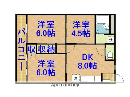 シティハイツ富士見坂(3DK/2階)の間取り写真