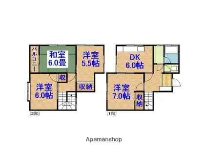内房線 姉ケ崎駅 徒歩20分 2階建 築41年(4DK)の間取り写真