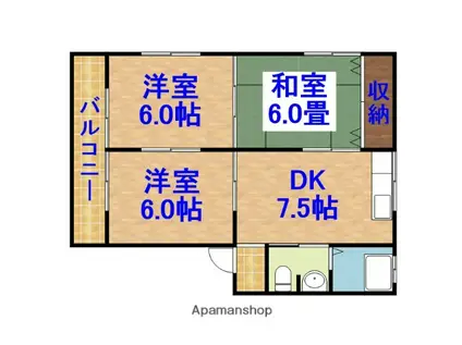 トップヒル(3DK/2階)の間取り写真