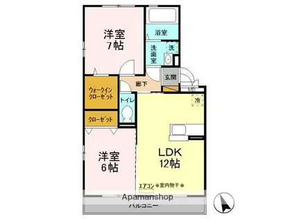 クレアール(2LDK/2階)の間取り写真