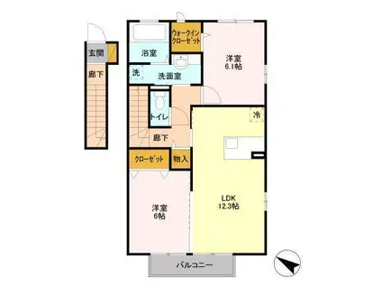 コンフォール八幡(2LDK/2階)の間取り写真