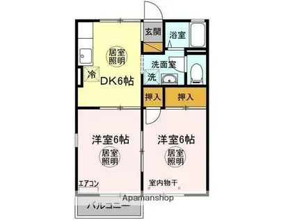 ビレッジJUNC(2DK/1階)の間取り写真