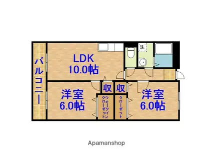 リバーストーンB(2LDK/1階)の間取り写真
