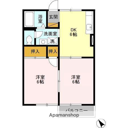 カサ・ド・マールD(2DK/1階)の間取り写真