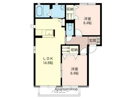 レノンパレスB(2LDK/2階)の間取り写真