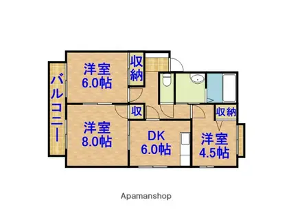 サンベルデ弐番館(3DK/1階)の間取り写真