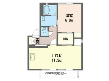 ディアス諏訪D(1LDK/1階)の間取り写真
