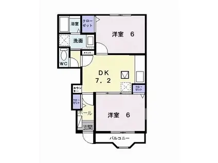 グレース ヴィラ(2DK/1階)の間取り写真