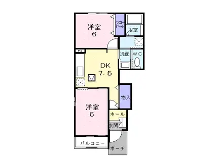 メゾンラルジュ A(2DK/1階)の間取り写真