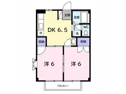 ファーストヒルズB(2DK/2階)の間取り写真