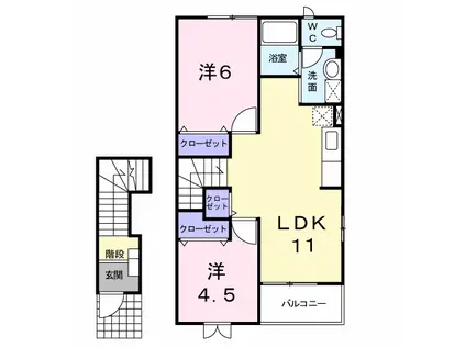 クレセント21C(2LDK/2階)の間取り写真