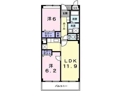 サンライズⅢ(2LDK/3階)の間取り写真