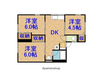 ル・ソレイユⅡ(3DK/1階)の間取り写真