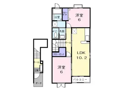 ジャック パレスA(2LDK/2階)の間取り写真