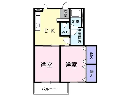 コスモスⅠ(2DK/1階)の間取り写真