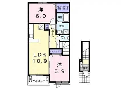 サンシャイン・スリー(2LDK/2階)の間取り写真
