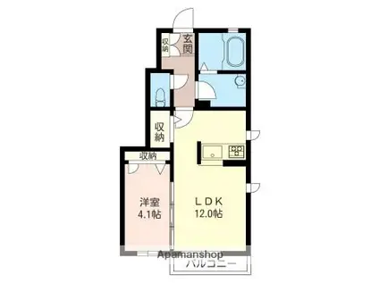 MD早野(1LDK/1階)の間取り写真