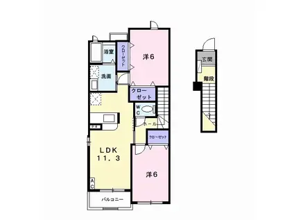 ドゥ・プリムローズ(2LDK/2階)の間取り写真