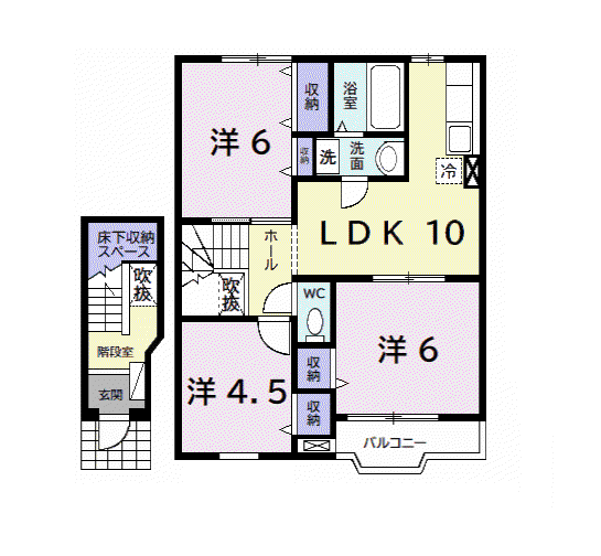 ニューブランパレスⅡ(3LDK/2階)の間取り写真