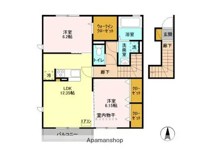 グリーン コート(2LDK/2階)の間取り写真