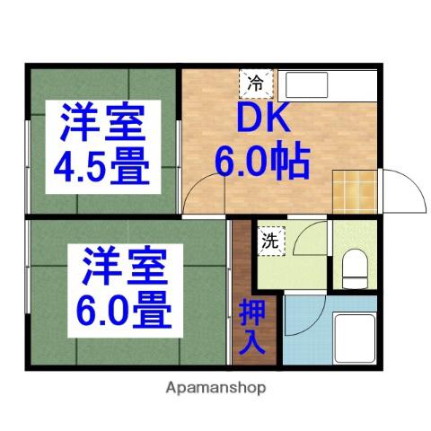 広川ハイツA(2DK/1階)の間取り写真