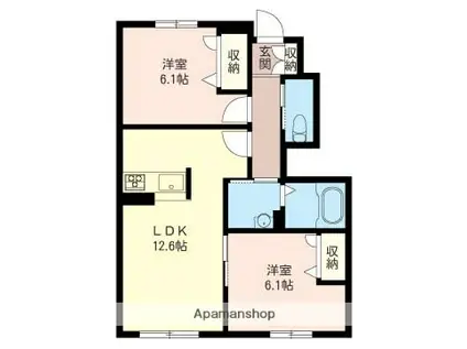 フェアモント(2LDK/1階)の間取り写真