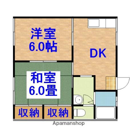 フラワーハイツⅡ(2DK/2階)の間取り写真