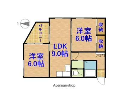 リバーサイドヒルズヤマダ(2DK/1階)の間取り写真