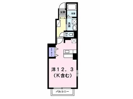 プリートボニータⅡ(ワンルーム/1階)の間取り写真