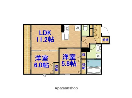 アンビシア(2LDK/2階)の間取り写真
