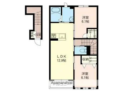 レフィナードB(2LDK/2階)の間取り写真