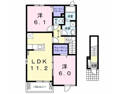 ブリーゼ・ベル・ウッドⅠ(2LDK/2階)の間取り写真