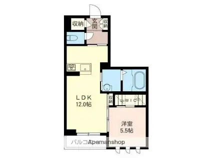 PRESTIGE(1LDK/2階)の間取り写真