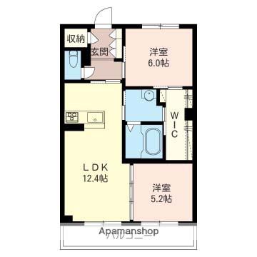 PRESTIGE(2LDK/3階)の間取り写真