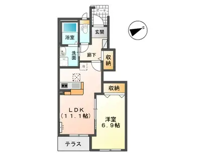 HAPPINESS(1LDK/1階)の間取り写真