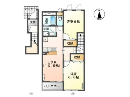 ミラドール(2LDK/2階)の間取り写真