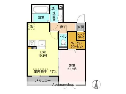 LA CRECE W棟(1LDK/3階)の間取り写真