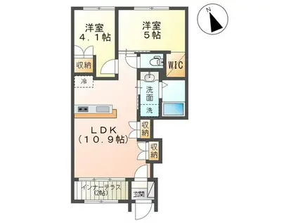 レインボーマウンテンⅠ(2LDK/1階)の間取り写真