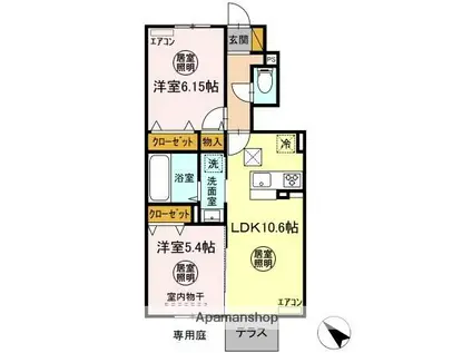 コモンシティハイツJ(2LDK/1階)の間取り写真