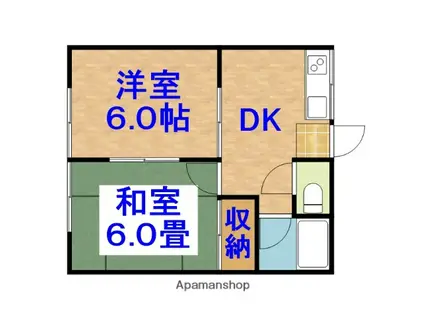 ハイツうるま(2DK/1階)の間取り写真